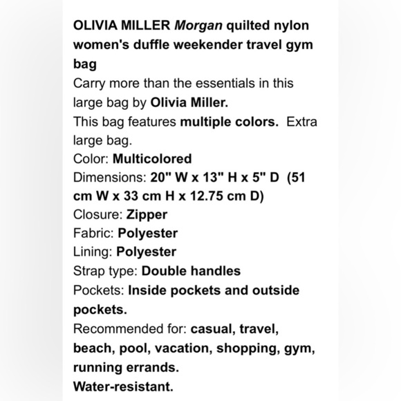 Olivia Miller Rainbow Tote,quilted,hand & crossbody strap,zip top,water resist - Picture 11 of 11
